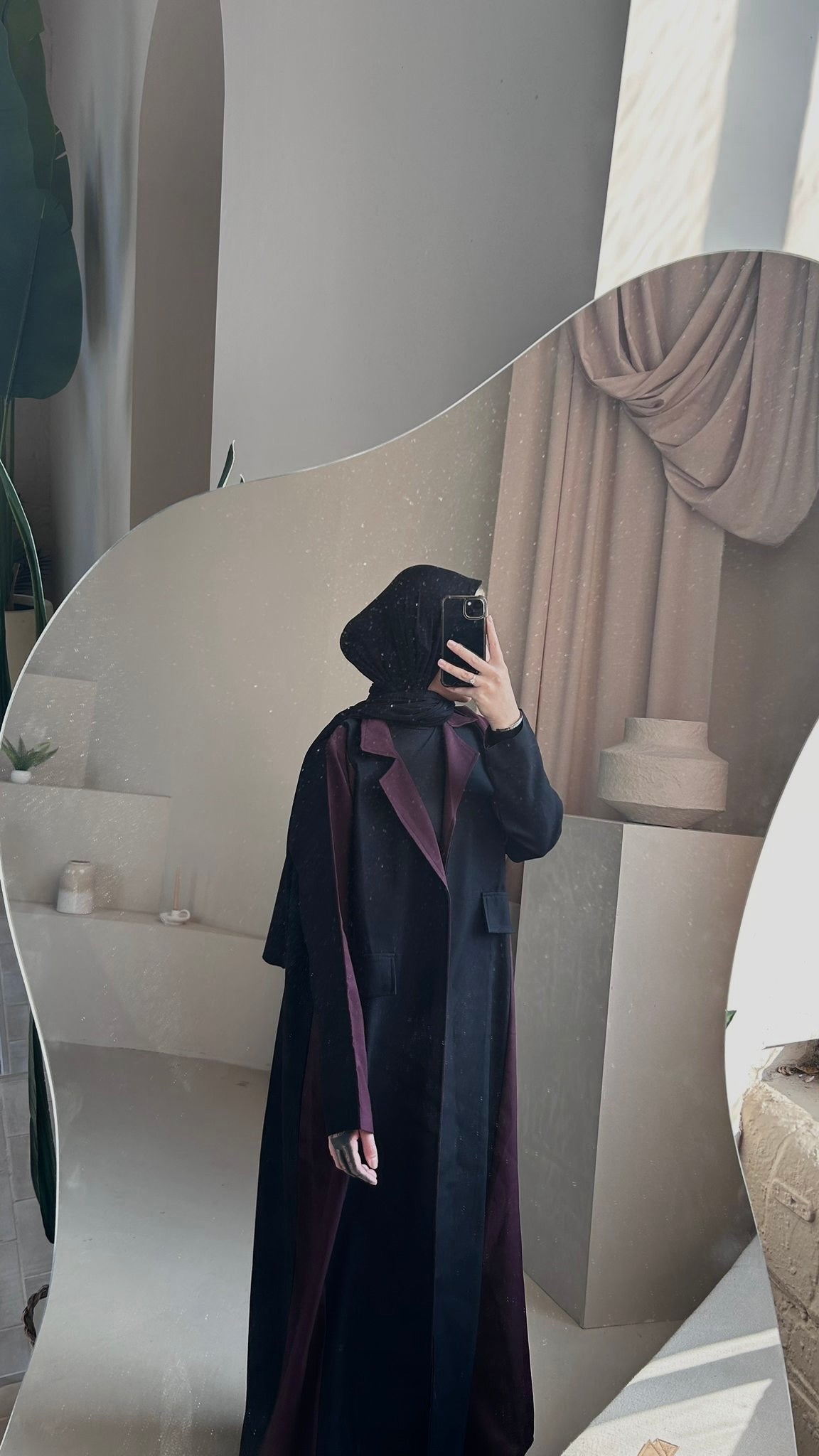 Two tone trench abaya