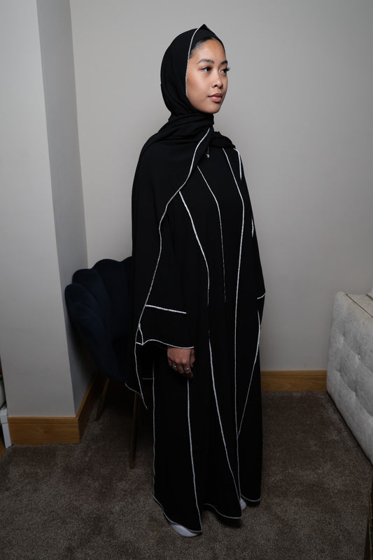 Leila open three piece abaya